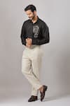 Buy_Aariyana Couture_Black Cotton Embroidery Animal Placement Casual Shirt _Online_at_Aza_Fashions