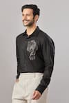 Buy_Aariyana Couture_Black Cotton Embroidery Animal Placement Casual Shirt _at_Aza_Fashions