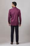 Shop_Aariyana Couture_Burgundy Cotton Embroidery Resham Floral Placement Shirt _at_Aza_Fashions