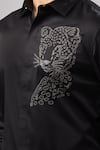 Aariyana Couture_Black Cotton Embroidery Cheetah Placement Casual Shirt _Online_at_Aza_Fashions