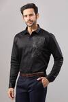 Shop_Aariyana Couture_Black Cotton Embroidery Cheetah Placement Casual Shirt _Online_at_Aza_Fashions