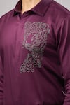 Shop_Aariyana Couture_Burgundy Cotton Embroidery Leopard Placement Casual Shirt _Online_at_Aza_Fashions