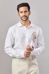 Buy_Aariyana Couture_White Cotton Embroidery Horse Placement Casual Shirt _at_Aza_Fashions