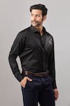 Buy_Aariyana Couture_Black Cotton Embroidery Panther Placement Casual Shirt _Online_at_Aza_Fashions