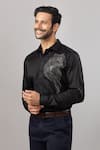 Aariyana Couture_Black Cotton Embroidery Panther Placement Casual Shirt _at_Aza_Fashions