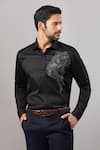 Buy_Aariyana Couture_Black Cotton Embroidery Panther Placement Casual Shirt _at_Aza_Fashions