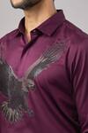 Aariyana Couture_Burgundy Cotton Embroidery Falcon Placement Shirt _at_Aza_Fashions