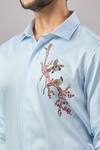 Aariyana Couture_Blue Cotton Beads Placement Embroidered Casual Shirt _at_Aza_Fashions