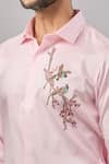 Aariyana Couture_Pink Cotton Embroidery Floral Placement Casual Shirt _at_Aza_Fashions