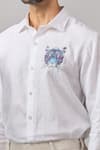 Aariyana Couture_White Cotton Embroidery Thread Placement Casual Shirt _Online_at_Aza_Fashions