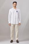 Aariyana Couture_White Cotton Embroidery Thread Placement Casual Shirt _at_Aza_Fashions