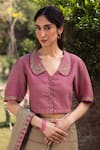 Buy_Surmaye_Sweet Caress Embroidered Pink Blouse _at_Aza_Fashions