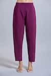 Samyukta Singhania_Purple Viscose, Silk Embroidery V-neck Kurta Set _at_Aza_Fashions