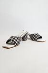 Shop The Alter Black T-shaped Houndstooth Block Heels Shop_The Alter_Black T-shaped Houndstooth Block Heels