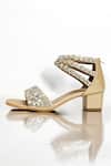 The Alter Gold Crystals, Fabric Flowers Bella Embellished Block Heels Online at Aza Fashions The Alter_Gold Crystals, Fabric Flowers Bella Embellished Block Heels _Online_at_Aza_Fashions