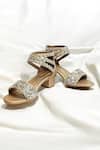 Shop The Alter Gold Crystals, Fabric Flowers Bella Embellished Block Heels at Aza Fashions Shop_The Alter_Gold Crystals, Fabric Flowers Bella Embellished Block Heels _at_Aza_Fashions