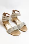 Buy The Alter Gold Crystals, Fabric Flowers Bella Embellished Block Heels at Aza Fashions Buy_The Alter_Gold Crystals, Fabric Flowers Bella Embellished Block Heels _at_Aza_Fashions