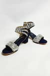 Shop_THE ALTER_Blue Sequins, Embroidery Bella Embellished Block Heels _at_Aza_Fashions