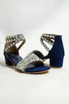 THE ALTER_Blue Sequins, Embroidery Bella Embellished Block Heels _at_Aza_Fashions