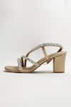 THE ALTER_Gold Rhinestones Embellished Block Heels _Online_at_Aza_Fashions