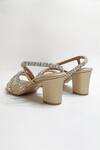 THE ALTER_Gold Rhinestones Embellished Block Heels _at_Aza_Fashions