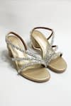 Buy_THE ALTER_Gold Rhinestones Embellished Block Heels _at_Aza_Fashions