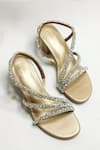 Shop_THE ALTER_Gold Rhinestones Embellished Block Heels _at_Aza_Fashions