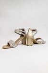 Shop_THE ALTER_Gold Embroidery, Crystals Bella Block Heels _Online_at_Aza_Fashions
