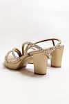 THE ALTER_Silver Crystals Embellished Light Gold Platform Block Heels _Online_at_Aza_Fashions