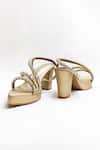 Buy_THE ALTER_Silver Crystals Embellished Light Gold Platform Block Heels _Online_at_Aza_Fashions