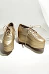 THE ALTER_Gold Metallic Shimmer Platform Sneakers _Online_at_Aza_Fashions