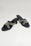 Shop_THE ALTER_Black Rhinestones Criss Cross Embellished Stilettos _Online_at_Aza_Fashions