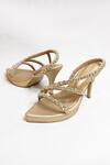 THE ALTER_Gold Rhinestones Embellished Light Platform Stilettos _at_Aza_Fashions