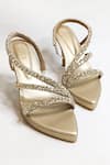 THE ALTER_Gold Rhinestones Embellished Light Platform Stilettos 