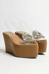 Buy_THE ALTER_Beige Rhinestones Julia Embellished Wedges _Online_at_Aza_Fashions
