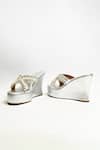 THE ALTER_Silver Pearls, Rhinestones Embellished Criss Cross Wedges _Online_at_Aza_Fashions