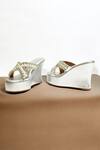 THE ALTER_Silver Pearls, Rhinestones Embellished Criss Cross Wedges _at_Aza_Fashions