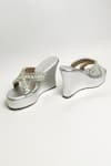 Buy_THE ALTER_Silver Pearls, Rhinestones Embellished Criss Cross Wedges 