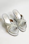 THE ALTER_Silver Pearls, Rhinestones Embellished Criss Cross Wedges _Online