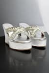 Buy_THE ALTER_Silver Pearls, Rhinestones Embellished Criss Cross Wedges _Online