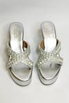Shop_THE ALTER_Silver Pearls, Rhinestones Embellished Criss Cross Wedges _at_Aza_Fashions