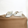 THE ALTER_Silver Pearls, Rhinestones Embellished Criss Cross Wedges 