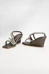 THE ALTER_Gray Rhinestones Gunmetal Embellished Wedges _at_Aza_Fashions