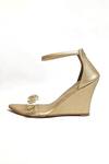 Buy_THE ALTER_Gold Crystals Embellished Clear Strap Wedges _Online_at_Aza_Fashions