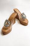 Shop_THE ALTER_Beige Rhinestones Open Toe Embellished Wedges _at_Aza_Fashions
