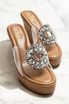 THE ALTER_Beige Rhinestones Open Toe Embellished Wedges _Online