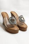 Buy_THE ALTER_Beige Rhinestones Open Toe Embellished Wedges _at_Aza_Fashions