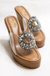 Buy_THE ALTER_Beige Rhinestones Open Toe Embellished Wedges _Online