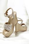 THE ALTER_Gold Rhinestones Sophia Embellished Wedges _Online_at_Aza_Fashions