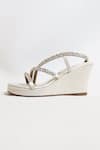 Buy_THE ALTER_Off White Rhinestones Embellished Satin Wedges _Online_at_Aza_Fashions